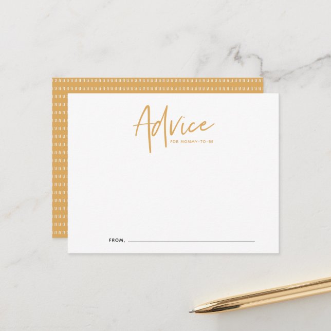 Boho Script Baby Shower Advice Card (Front/Back In Situ)