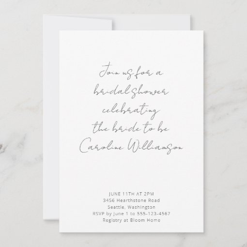 Boho Script Black White Modern Bridal Shower Invit Invitation | Zazzle