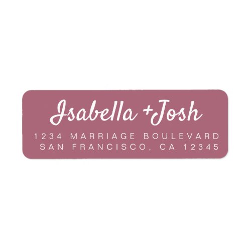 Boho Script Cassis Purple Wedding Return Address Label