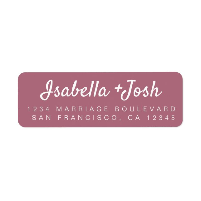Boho Script Cassis Purple Wedding Return Address Label (Front)