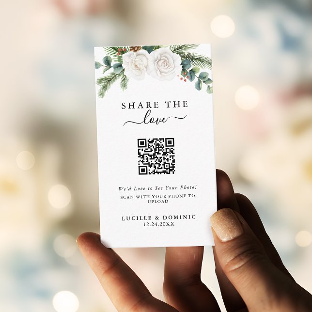 Boho Script Evergreen Wedding Share The Love Enclosure Card (Creator Uploaded)