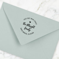 Boho Script Family Name Heart Round Return Address