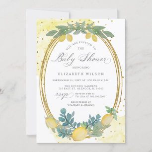 Boho Script Lemon Citrus Summer Baby Shower Invitation