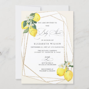 Boho Script Lemon Citrus Summer Baby Shower Invitation