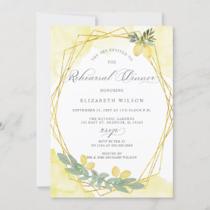 Boho Script Lemon Citrus Summer Rehearsal Dinner Invitation