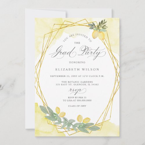 Boho Script Lemon Summer Photo Graduation