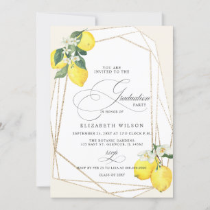 Boho Script Lemon Summer Photo Graduation Invitation