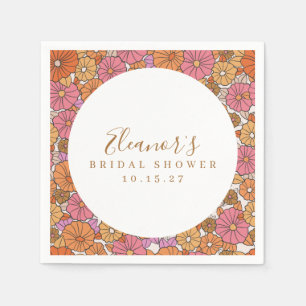 Boho Script Ochre Pink Floral Bridal Shower Custom Napkins