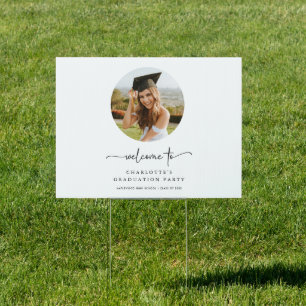 Boho Script Photo Graduation Welcome Sign