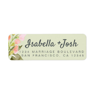 Boho Script Pink Floral Wedding Return Address Label