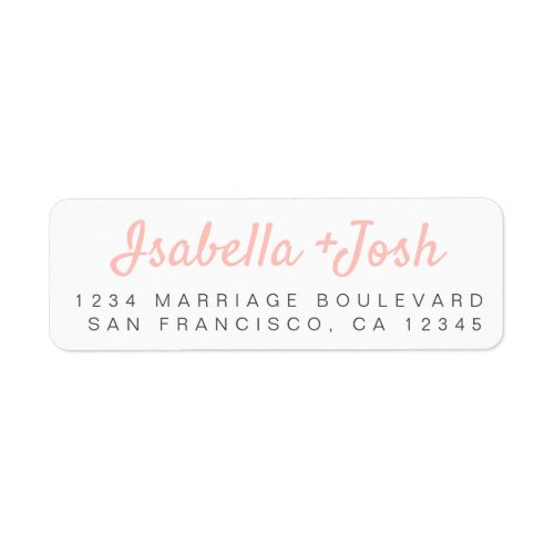 Boho Script Pink White Wedding Return Address Label