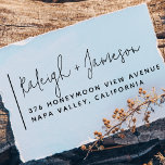 Boho Script Simple Typography Couple Names Wedding Self-inking Stamp<br><div class="desc">Boho & simple couple's names return address rubber stamp for weddings, personal use, and events! This custom design features your names in a handwritten script and your return address or contact details in minimalist typography. Simple, stylish return address stamp in a modern minimalist style! To customize these rubber stamps, click...</div>