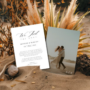 Boho Script We Tied The Knot Modern Wedding Photo Announcement