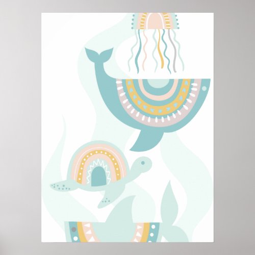 Boho Sea Animals Poster