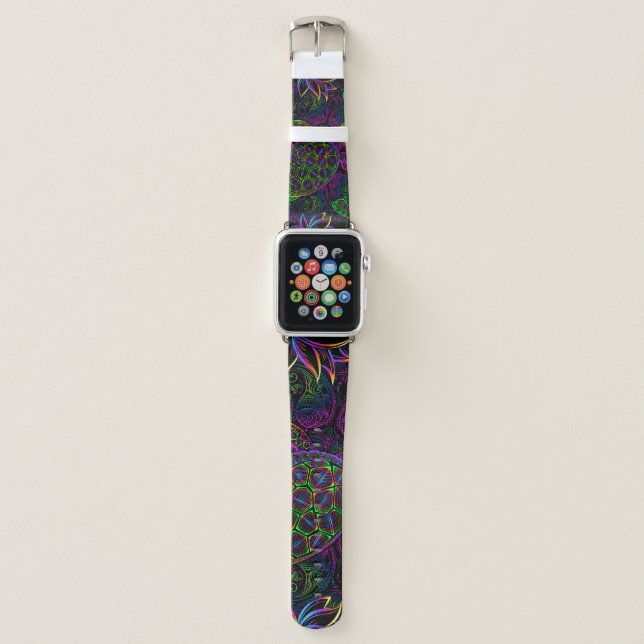 Boho Sea Turtle: Psychedelic Mandala Pattern Apple Watch Band (Front)