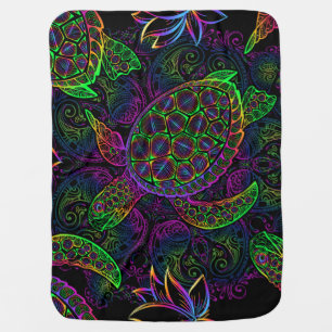 Boho Sea Turtle: Psychedelic Mandala Pattern Baby Blanket