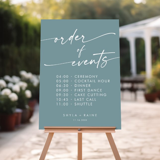 Boho Seafoam Teal Order Of Events Wedding Sign (Creator Uploaded)