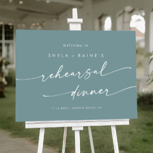 Boho Seafoam Teal Rehearsal Dinner Welcome Sign
