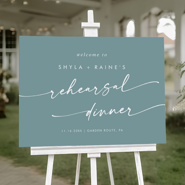 Boho Seafoam Teal Rehearsal Dinner Welcome Sign (Creator Uploaded)