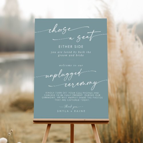 Boho Seafoam Teal Seat Unplugged Ceremony Sign