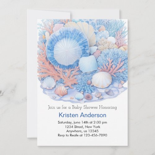 Boho Seashell Adventure Awaits Ocean Baby Shower Invitation