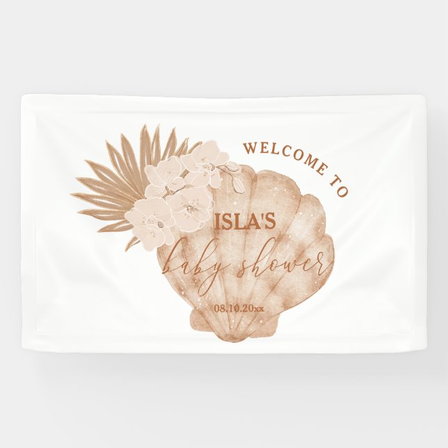 Boho Seashell Baby Shower Banner (Horizontal)