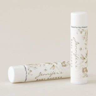 Boho Sepia Neutral Baby Shower Floral Drop Lip Balm