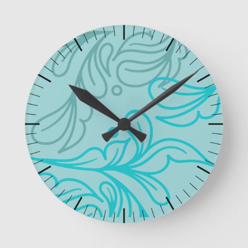 Boho Serenity Spa Leaf Design Round Clock