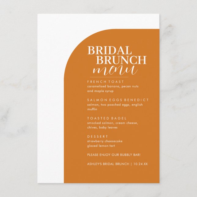 Boho Serif Minimal Text Bridal Brunch Menu (Front)