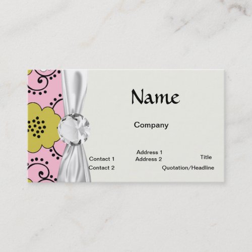 boho shabby chic damask green pink floral business cards