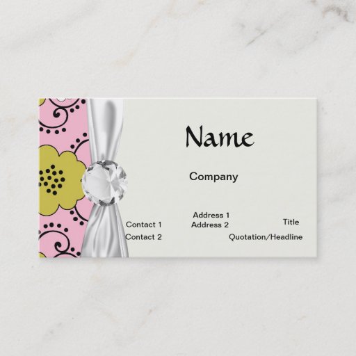 Customizable boho shabby chic damask green pink floral business cards