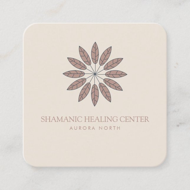 Boho Shamanic Healing Custom Name Square Business Card (Front)