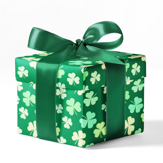 Boho Shamrock Clover Pastel Green Leaf Floral Cool Wrapping Paper (Creator Uploaded)