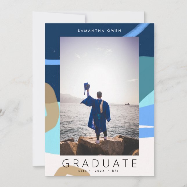 Boho Shapes Modern Photo School Grad Announcement (Front)