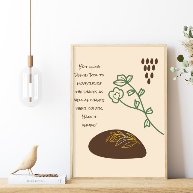Boho Shapes Simple Green Flower Quote Poster (Creator Uploaded)