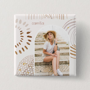 Boho Shapes with Name and Photo Arch Button