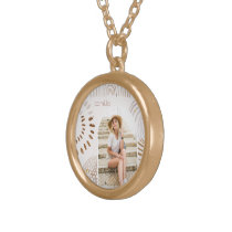 Boho Shapes with Name and Photo Arch Gold Plated Necklace