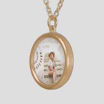 Boho Shapes with Name and Photo Arch Gold Plated Necklace
