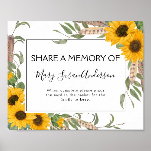 Boho Share a Memory of Attendance Card Sign