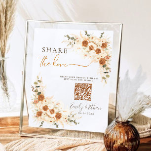 Boho Share the Love QR Code Wedding Photo Sign