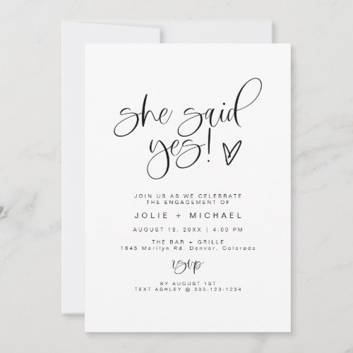 Boho She Said Yes Engagement Party Invitation