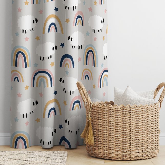 Boho Sheep Rainbow Print Child's Nursery  Blackout Curtains (Creator Uploaded)