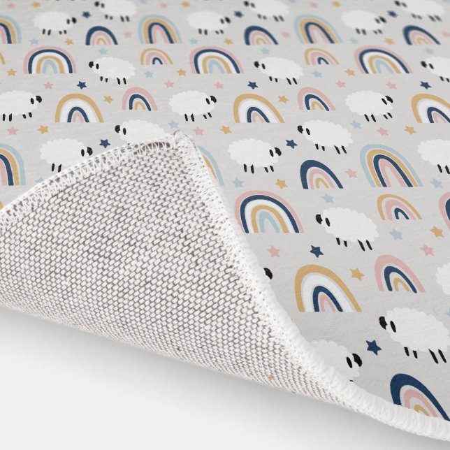 Boho Sheep Rainbow Print Rug (Indoor)