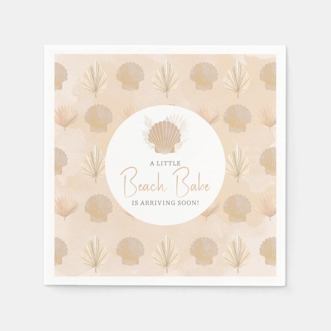 Boho Shell Beige Ocean Baby Shower Napkins (Front)