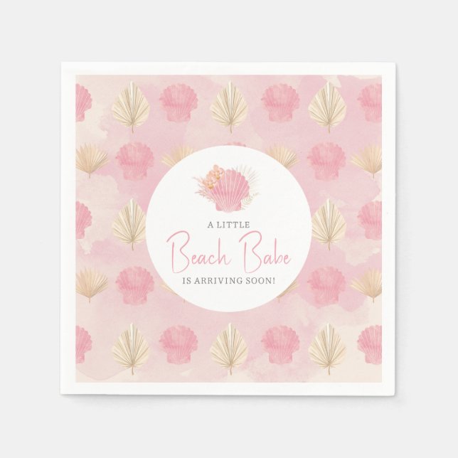 Boho Shell Pink Ocean Baby Shower Napkins (Front)