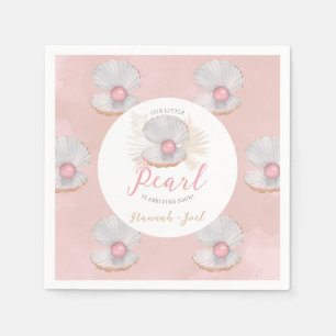 Boho Shell Pink Pearl Ocean Baby Shower Napkins
