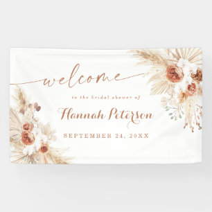 Boho Shower Pampas Grass Welcome Sign Banner