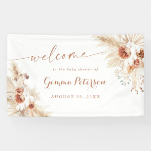 Boho Shower Pampas Grass Welcome Sign Banner