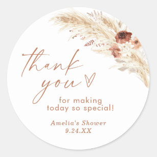 Andaz Press Kids Party Favor Thank You for Celebrating with US Stickers, Round Boho Rainbow Birthday Stickers for Kids, White