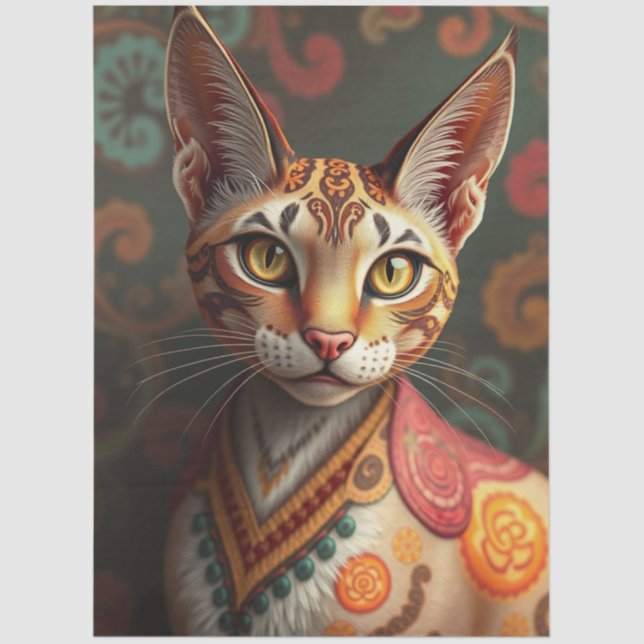 Boho Siamese Fantasy Cat  Tissue Paper (Front)
